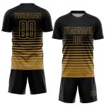 Custom Soccer Jersey with Personalized Name and Number, Black Old Gold Pinstripe Fade Fashion Uniform Personalized Black