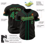 Custom Black Gold Pinstripe Baseball Jersey in Kelly Green for Men, Women, and Kids Personalized Black Old Gold Pinstripe