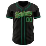 Custom Black Gold Pinstripe Baseball Jersey in Kelly Green for Men, Women, and Kids Personalized Black Old Gold Pinstripe