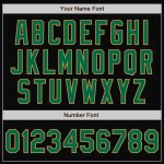 Personalized Varsity Letterman Jacket Black Old Gold Pinstripe Kelly Green-Cream Full-Snap Personalized Black Old Gold Pinstripe