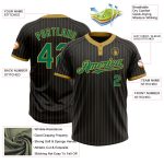 Custom Name and Number Unisex Softball Jersey - Personalized Black Old Gold Kelly Green Two-Button Design Personalized Black