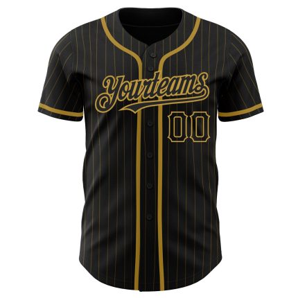 Custom Black and Gold Pinstripe Baseball Jersey - Personalized Sports Apparel Personalized Black Old Gold Pinstripe Old Gold