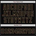 Personalized Black and Gold Pinstripe Varsity Letterman Bomber Jacket Full-Snap Personalized Black Old Gold Pinstripe Old
