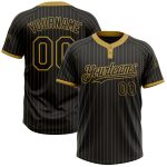 Custom Name and Number Personalized Black and Gold Softball Jersey Unisex Two-Button Pinstripe Team Apparel Personalized