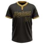 Custom Name and Number Personalized Black and Gold Softball Jersey Unisex Two-Button Pinstripe Team Apparel Personalized