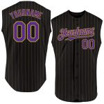 Custom Purple Black Old Gold Pinstripe Baseball Jersey - Personalized Name & Number, Sleeveless Team Apparel Personalized