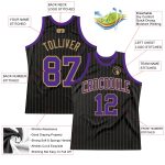 Personalized Black and Gold Pinstripe Basketball Jersey - Purple Old Gold Design Personalized Black Old Gold Pinstripe Purple-Old