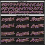 Custom Black Gold Pinstripe Purple Two-Button Unisex Softball Jersey Personalized Black Old Gold Pinstripe Purple Two-Button