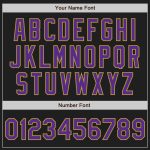 Custom Two-Button Unisex Softball Jersey Personalized with Name & Number, Black Old Gold Pinstripe Purple Design Personalized