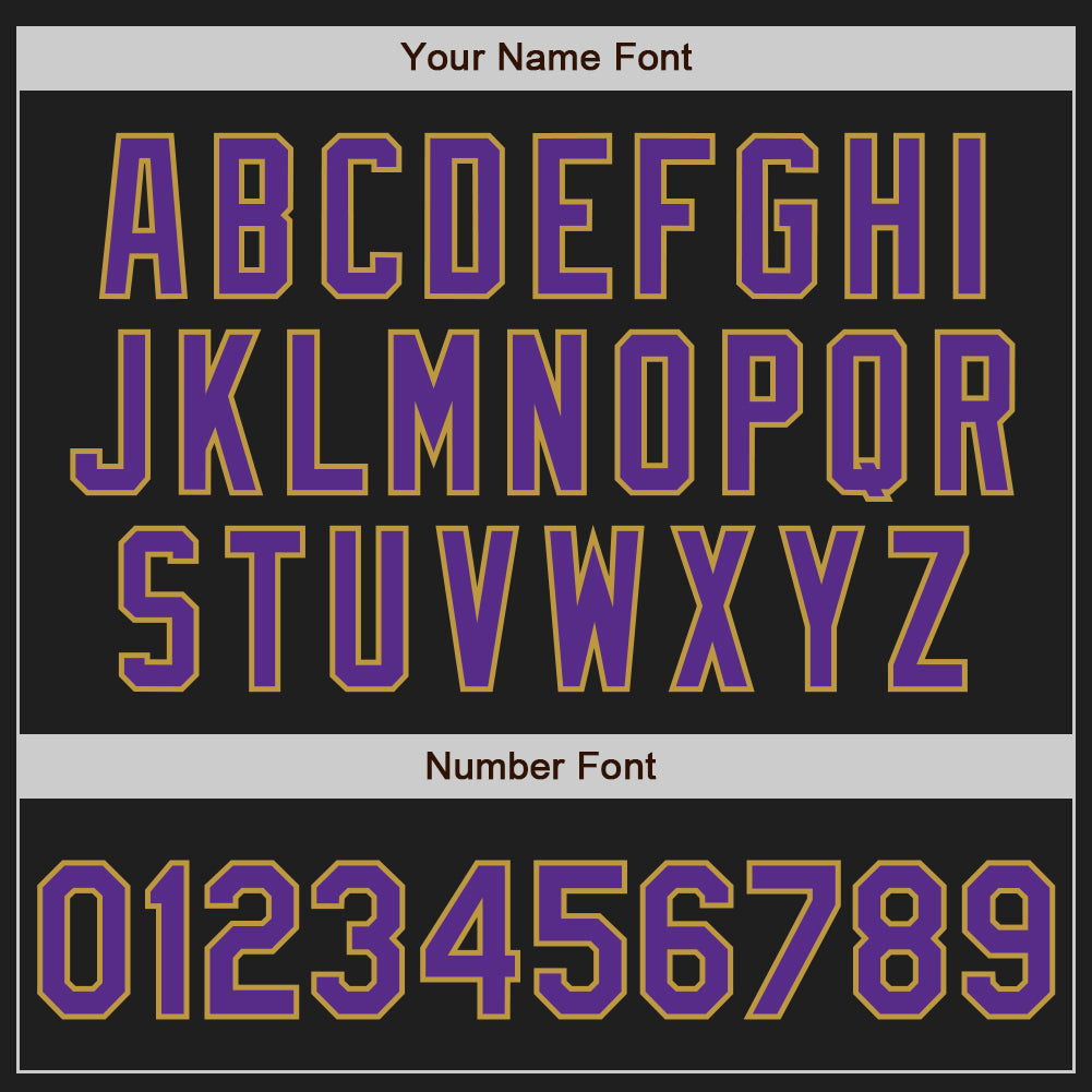 Personalized Black Old Gold Pinstripe Purple Two-Button Unisex Softball Jersey Team Custom Name and Number Custom Two-Button Unisex Softball Jersey Personalized with Name & Number, Black Old Gold Pinstripe Purple Design Personalized - Image 5