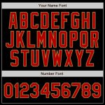 Personalized Black and Old Gold Pinstripe Baseball Jersey for Men - Red Gold Details Personalized Black Old Gold Pinstripe
