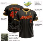 Custom Team Name and Number Unisex Softball Jersey - Personalized Black Red Old Gold Pinstripe Two-Button Design Personalized