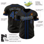 Personalized Black Gold Pinstripe Royal Baseball Jersey for Men and Women Personalized Black Old Gold Pinstripe Royal Baseball