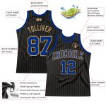 Custom Personalized Black Old Gold Basketball Jersey with Team Name and Number - Authentic Pinstripe Style Personalized Black