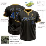 Custom Name Number Unisex Softball Jersey Personalized Black Old Gold Pinstripe Royal Two-Button Style Personalized Black