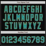 Personalized Teal Bomber Jacket with Black Old Gold Pinstripes, Full-Snap Varsity Letterman Style Personalized Black Old