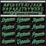 Personalized Teal Bomber Jacket with Black Old Gold Pinstripes, Full-Snap Varsity Letterman Style Personalized Black Old