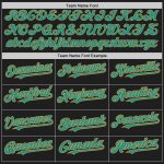 Personalized Unisex Softball Jersey Black Old Gold Pinstripe Teal Two-Button Design Personalized Black Old Gold Pinstripe