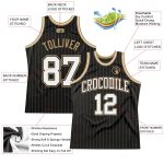 Custom Basketball Jersey - Personalized Black Old Gold Pinstripe with Name and Number Personalized Black Old Gold Pinstripe