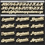 Custom Name Number Unisex Softball Jersey - Personalized Black Gold Pinstripe Two-Button Design Personalized Black Old Gold