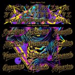 Personalized Black Gold Psychedelic Skeleton 3D Bomber Varsity Jacket - Dark Art Metal Apparel Personalized Black Old Gold