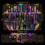 Personalized Black Gold Psychedelic Skeleton 3D Bomber Varsity Jacket - Dark Art Metal Apparel Personalized Black Old Gold