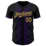 Personalized Black Gold Purple 3D Geometric Shapes Mens Baseball Jersey Personalized Black Old Gold-Purple 3D Geometric Shapes