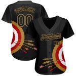 Personalized Black Gold Red Dart Board Baseball Jersey - Custom 3D Design Personalized Black Old Gold-Red 3D Dart Board Target