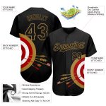 Personalized Black Gold Red Dart Board Baseball Jersey - Custom 3D Design Personalized Black Old Gold-Red 3D Dart Board Target