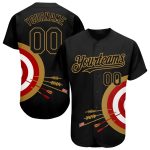 Personalized Black Gold Red Dart Board Baseball Jersey - Custom 3D Design Personalized Black Old Gold-Red 3D Dart Board Target