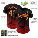 Personalized 3D Gradient Twinkle Star Baseball Jersey in Black, Old Gold, and Red - Perfect for Sports Fans Personalized