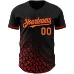 Personalized 3D Leopard Print Baseball Jersey in Black, Gold, and Red Fade Fashion Design Personalized Black Old Gold-Red