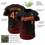 Personalized 3D Leopard Print Baseball Jersey in Black, Gold, and Red Fade Fashion Design Personalized Black Old Gold-Red