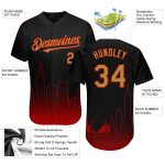 Personalized 3D San Francisco City Fade Baseball Jersey - Black Old Gold-Red Fashion Design Personalized Black Old Gold-Red