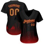 Personalized 3D San Francisco City Fade Baseball Jersey - Black Old Gold-Red Fashion Design Personalized Black Old Gold-Red