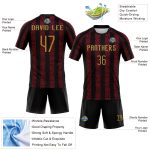 Personalized Black and Gold Abstract Volleyball Uniform Jersey - Sublimation Design Personalized Black Old Gold-Red Abstract