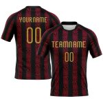 Personalized Black and Gold Abstract Volleyball Uniform Jersey - Sublimation Design Personalized Black Old Gold-Red Abstract