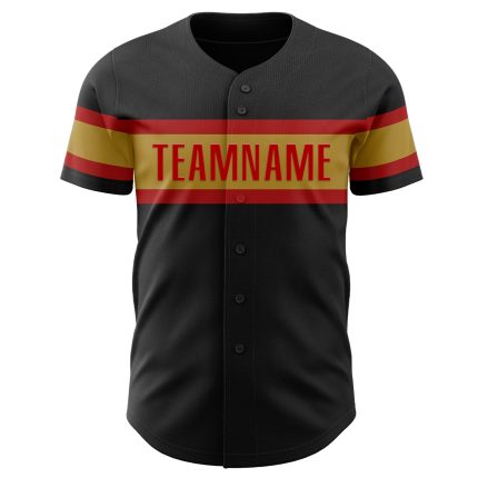 Custom Black and Old Gold-Red Baseball Jersey for Adults and Kids Personalized Black Old Gold-Red Baseball Jersey 3