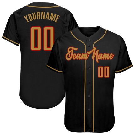 Custom Black and Old Gold-Red Baseball Jersey - Personalized Team Apparel Personalized Black Old Gold-Red Baseball Jersey