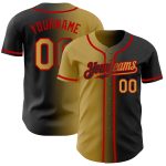 Personalized Black Gold Red Gradient Fashion Baseball Jersey for Men and Women Personalized Black Old Gold-Red Gradient Fashion