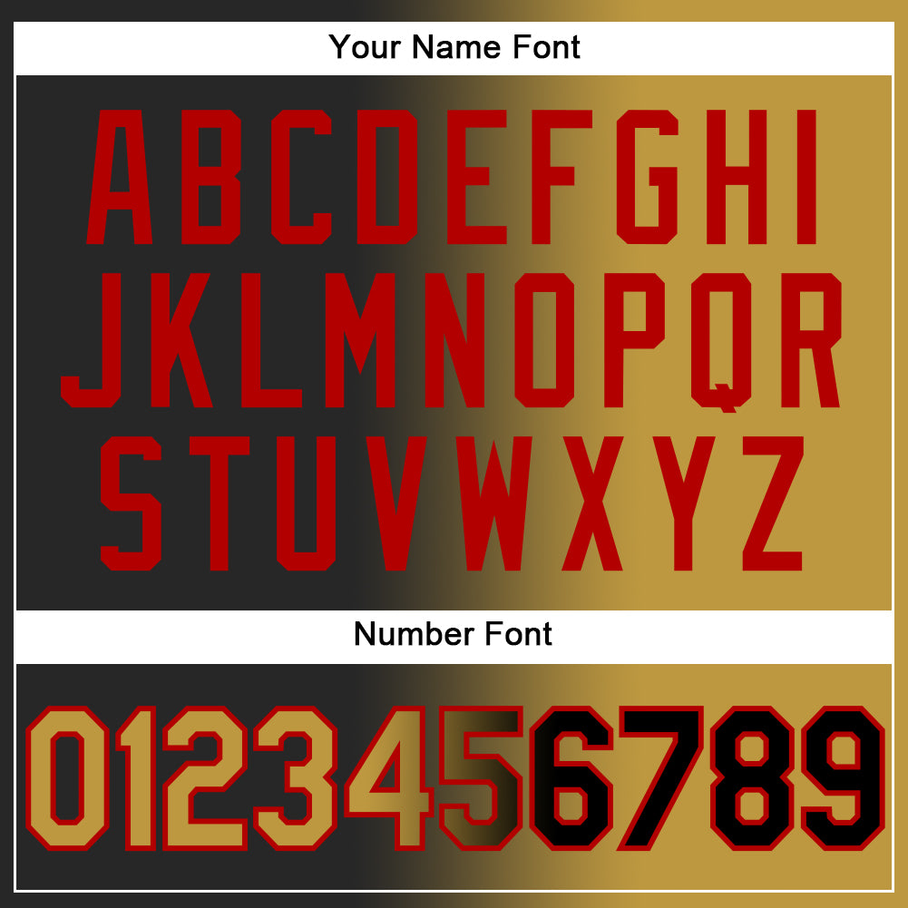 Personalized Black Gold Red Gradient Fashion Baseball Jersey for Men and Women Personalized Black Old Gold-Red Gradient Fashion - Image 5