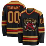 Personalized Hockey Jersey Black Gold Red Custom Design for Fans Personalized Black Old Gold-Red Hockey Jersey 2