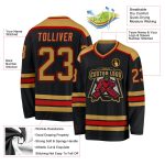 Personalized Hockey Jersey Black Gold Red Custom Design for Fans Personalized Black Old Gold-Red Hockey Jersey 2