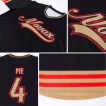 Personalized Black Gold Red Hockey Jersey - Custom Team Apparel Personalized Black Old Gold-Red Hockey Jersey