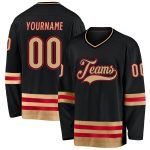 Personalized Black Gold Red Hockey Jersey - Custom Team Apparel Personalized Black Old Gold-Red Hockey Jersey