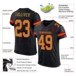 Personalized Black Old Gold Red Mesh Football Jersey for Men and Women Personalized Black Old Gold-Red Mesh Football Jersey