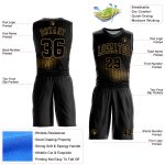 Personalized Black Gold Round Neck Basketball Jersey Sublimation Suit Personalized Black Old Gold Round Neck Sublimation
