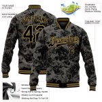 Personalized Black Gold Skull 3D Varsity Letterman Bomber Jacket for Men & Women Personalized Black Old Gold Skull Fashion