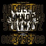 Custom Name Number 3D Bomber Varsity Jacket Black Old Gold Skull Wings Full-Snap Design Personalized Black Old Gold Skull