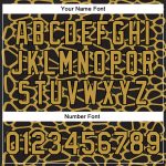 Customizable Black and Gold Spotted 3D Bomber Varsity Letterman Jacket Personalized Black Old Gold Spotted 3D Bomber Full-Snap